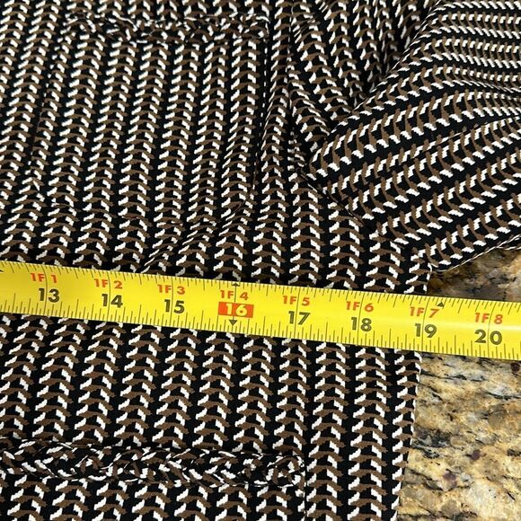 David Hayes Vintage Pure Silk Herringbone Print Open Front Jacket Size 6 - Picture 9 of 11